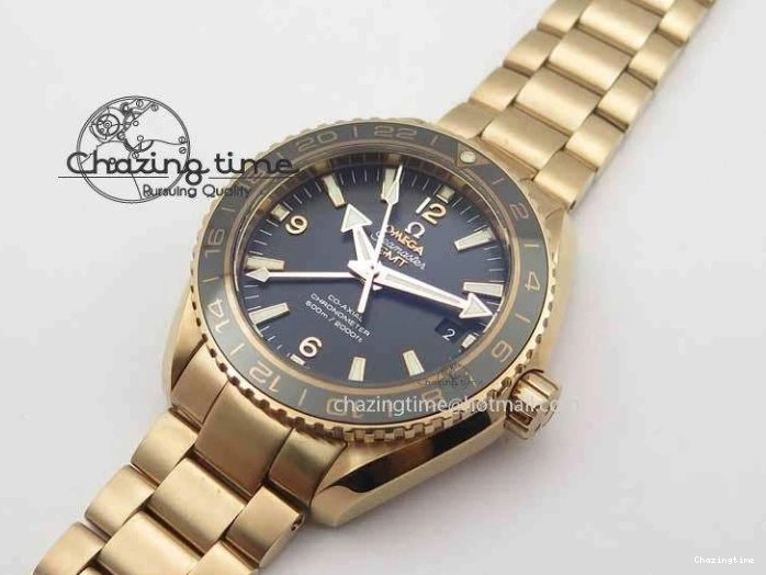 0305 Efficient Planet Ocean GMT 43.5mm RG V6F 1:1 Best Edition Black Dial On RG Bracelet A 8182
